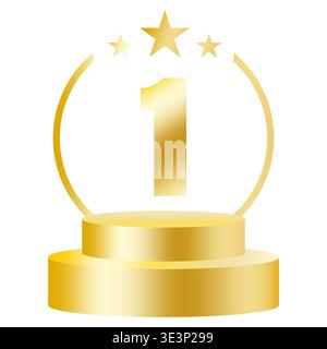 Golden podium award. First place number. Winner Vector symbol. Number 1 prize. Manual vector only. No autotrace used. Stock Vector
