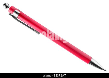 Red automatic ballpoint pen isolated on white background Stock Photo