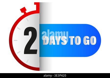 2 Days to go. Red clock Vector. Two days remaining. Promotion timer banner. Manual vector only. No autotrace used. Stock Vector