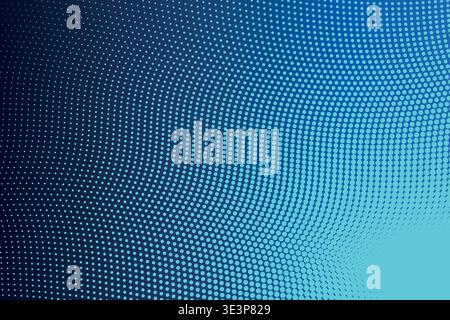 Abstract 3D Perspective Warped Halftone Dot Wave Gradient Background, Corner Fade Curved Mesh Distortion Dynamic Flow Texture Vector Wallpaper Stock Vector