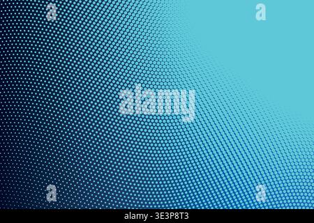 Abstract 3D Perspective Warped Halftone Dot Wave Gradient Background, Corner Fade Curved Mesh Distortion Dynamic Flow Texture Vector Wallpaper Stock Vector