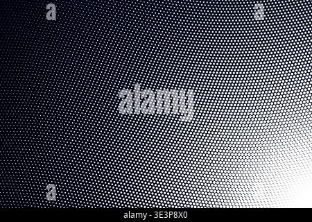 Abstract 3D Perspective Warped Halftone Dot Wave Gradient Background, Corner Fade Curved Mesh Distortion Dynamic Flow Texture Vector Wallpaper Stock Vector