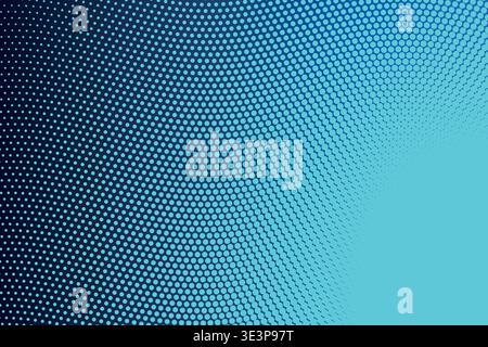 Abstract 3D Perspective Warped Halftone Dot Wave Gradient Background, Corner Fade Curved Mesh Distortion Dynamic Flow Texture Vector Wallpaper Stock Vector