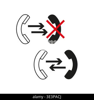 Phone call icon. Communication Vector set. Missed call symbol. Mobile contact element. Manual vector only. No autotrace used. EPS 10. Stock Vector
