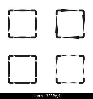 Square border set. Arrow frame design. Decorative Vector box. Geometric edge line. Manual vector only. No autotrace used. EPS 10. Stock Vector