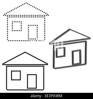 House icon set. Home building symbol. Estate Vector outline. Property architecture style. Manual vector only. No autotrace used. EPS 10. Stock Vector