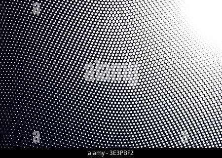 Abstract 3D Perspective Warped Halftone Dot Wave Gradient Background, Corner Fade Curved Mesh Distortion Dynamic Flow Texture Vector Wallpaper Stock Vector