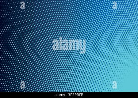 Abstract 3D Perspective Warped Halftone Dot Wave Gradient Background, Corner Fade Curved Mesh Distortion Dynamic Flow Texture Vector Wallpaper Stock Vector