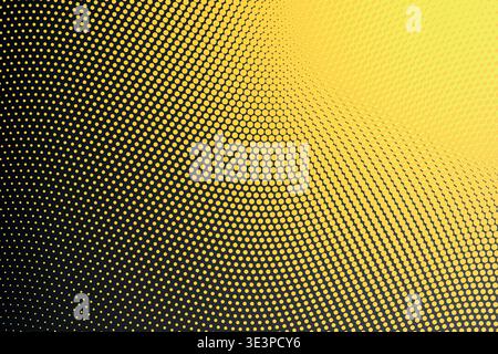 Abstract 3D Perspective Warped Halftone Dot Wave Gradient Background, Corner Fade Curved Mesh Distortion Dynamic Flow Texture Vector Wallpaper Stock Vector