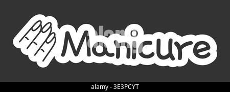 Manicure black and white line drawing sticker Stock Vector