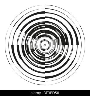 Abstract circle pattern. Circular motion Vector. Tech ring symbol. Monochrome arc focus. Manual vector only. No autotrace used. EPS 10. Stock Vector