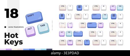 Comprehensive computer keyboard shortcut pack Stock Vector