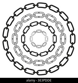 Round chain set. Circular Vector link. Connection strength symbol. Iron ring pattern. Manual vector only. No autotrace used. EPS 10. Stock Vector