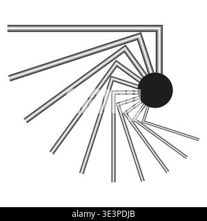 Fanned lines shape. Corner Vector element. Metal tubes pattern. Industrial gradient detail. Manual vector only. No autotrace used. EPS 10. Stock Vector