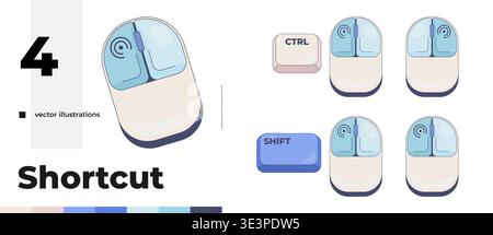 Mouse clicks and computer keyboard shortcut pack Stock Vector