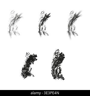 Grunge set Vector. Black texture shape. Distressed ink element. Rough stroke blot. Manual vector only. No autotrace used. EPS 10. Stock Vector