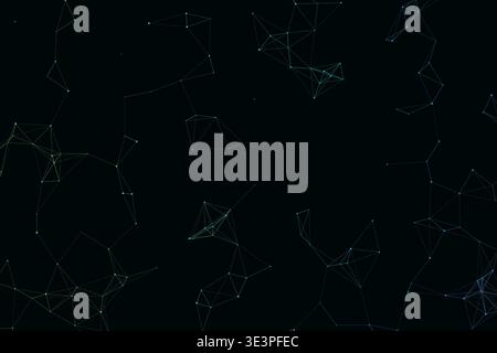 Abstract Digital Plexus Network Technology Background, Glowing Connected Dots Lines Blockchain Artificial Intelligence Data Vector Wallpaper Stock Vector