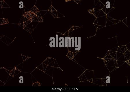 Abstract Digital Plexus Network Technology Background, Glowing Connected Dots Lines Blockchain Artificial Intelligence Data Vector Wallpaper Stock Vector