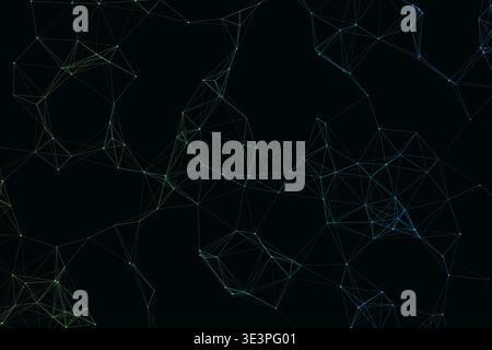 Abstract Digital Plexus Network Technology Background, Glowing Connected Dots Lines Blockchain Artificial Intelligence Data Vector Wallpaper Stock Vector