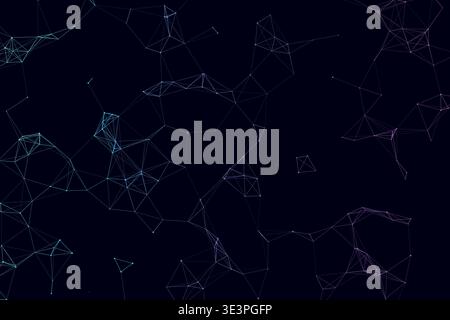 Abstract Digital Plexus Network Technology Background, Glowing Connected Dots Lines Blockchain Artificial Intelligence Data Vector Wallpaper Stock Vector