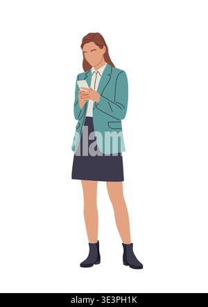Young business woman checking her smart phone Stock Vector