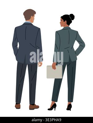 Couple of business professionals seen from behind Stock Vector