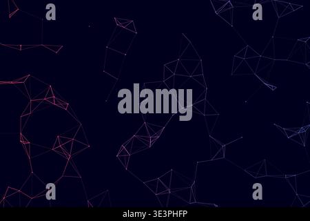 Abstract Digital Plexus Network Technology Background, Glowing Connected Dots Lines Blockchain Artificial Intelligence Data Vector Wallpaper Stock Vector