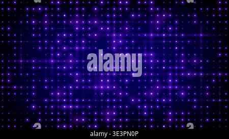 Flashing background led wall lights. Blue purple glowing dots abstract background. Tech inspired abstract backdrop. Bright flicker stage lights. Stock Vector