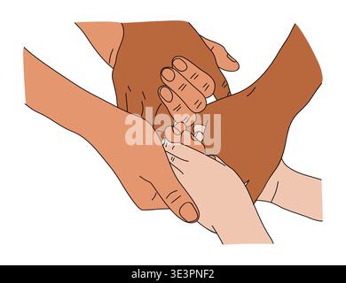 A diverse hands in a circular formation Stock Vector