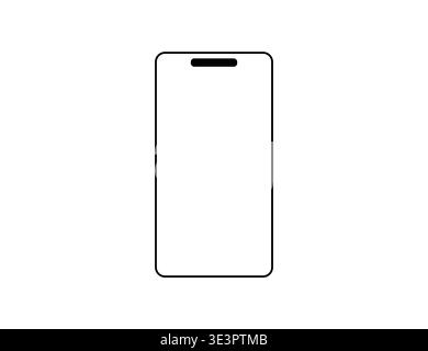 Minimal Smartphone Outline Mockup With Blank Screen And Notch Mobile Phone Device Template Stock Vector