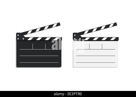 Pair of Film Clapperboards Icon Set. Stock Vector