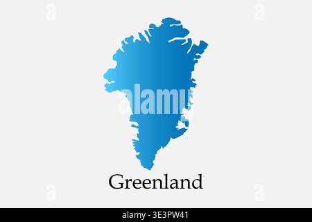 Blue Gradient Greenland Map Silhouette With Bold Greenland Label For Educational And Travel Branding. Stock Vector
