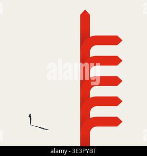 Businesswoman Facing Multiple Career Choice Arrows Ladder Decision Growth Path Vector Minimal Concept Illustration Stock Vector