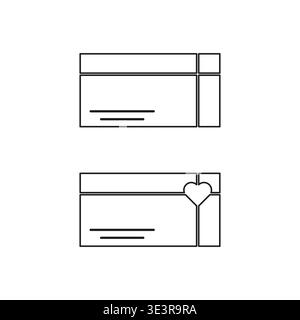 Envelope outline set. Heart card Vector. Paper mail symbol. Minimalist letter style. Manual vector only. No autotrace used. EPS 10. Stock Vector