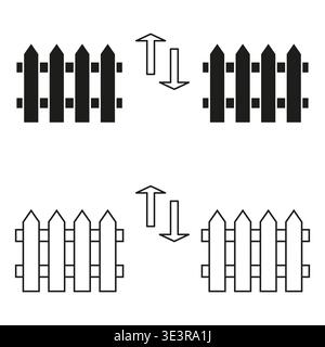 Fence icon set. Transfer arrow symbol. Barrier figure Vector. Digital data exchange sign. Manual vector only. No autotrace used. EPS 10. Stock Vector