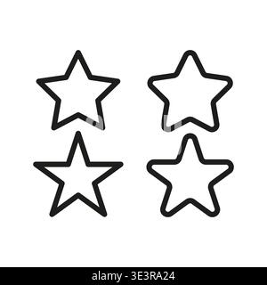 Star set icon. Favorite Vector symbol. Outline shape. Rating element. Manual vector only. No autotrace used. EPS 10. Stock Vector