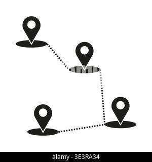 Map route set. Location Vector pins. Navigation track symbol. Journey point pack. Manual vector only. No autotrace used. EPS 10. Stock Vector