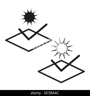 UV protection set. Solar rays Vector. Surface shield emblem. Sun safety symbol. Manual vector only. No autotrace used. EPS 10. Stock Vector