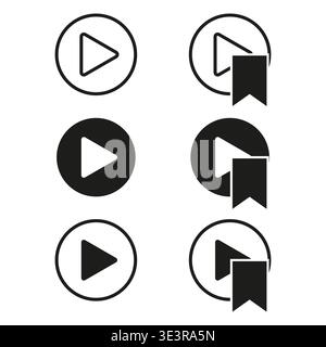 Play button set. Video media Vector. Multimedia start symbol. Tag bookmark detail. Manual vector only. No autotrace used. EPS 10. Stock Vector