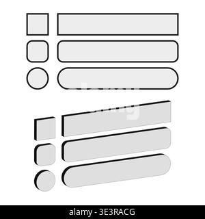UI button set. Interface Vector elements. 3D bar pack. Input field collection. Manual vector only. No autotrace used. EPS 10. Stock Vector
