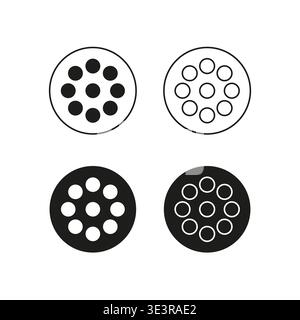 Circle dots set. Round point symbol. Vector sphere figure. Minimal geometric emblem. Manual vector only. No autotrace used. EPS 10. Stock Vector