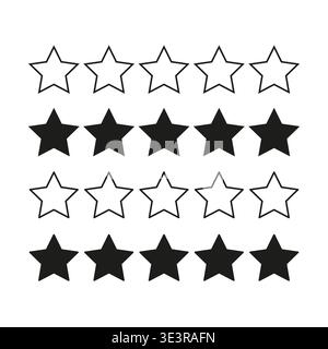 Star rating set. Quality level symbol. Vector shape collection. Feedback success element. Manual vector only. No autotrace used. EPS 10. Stock Vector
