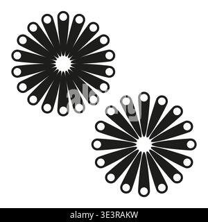 Floral pattern set. Abstract star ornament. Black flower Vector. Geometric symmetry shape. Manual vector only. No autotrace used. EPS 10. Stock Vector