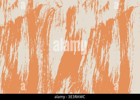 Grunge painbrush smear background. Distress overlay vector orange texture. Thick brush stroke rough dry paint backdrop.  Stock Vector