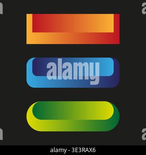 Colorful button set. Glossy menu element. Gradient bar Vector. Rectangular shape collection. Manual vector only. No autotrace used. Stock Vector