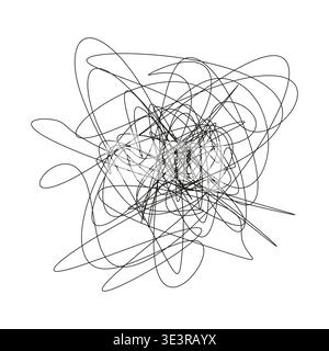 Tangle line Vector. Messy scribble design. Abstract chaos. Black curve. Manual vector only. No autotrace used. Stock Vector