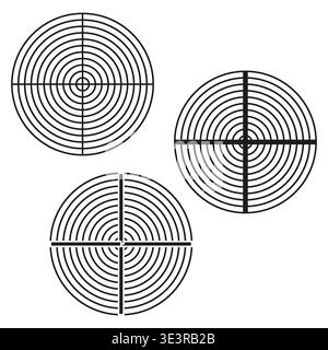 Target icon set. Aiming reticle symbol. Goal figure Vector. Sharp precision focus sign. Manual vector only. No autotrace used. Stock Vector