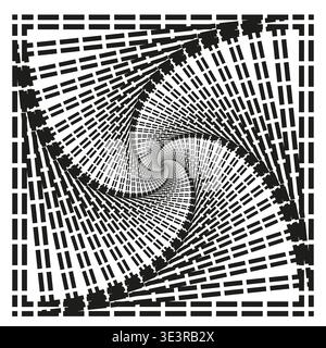 Square spiral pattern. Geometric vortex design. Line tunnel Vector. Abstract frame ornament. Manual vector only. No autotrace used. Stock Vector