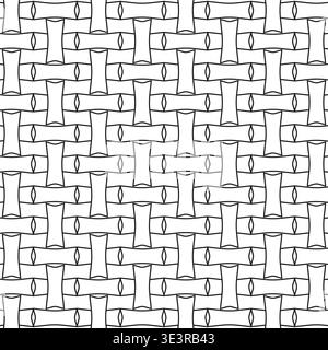 Weave pattern texture. Basket mesh Vector. Seamless line art. Wicker structure surface. Manual vector only. No autotrace used. Stock Vector