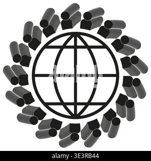 Global community Vector. World people unity. Planet population set. Human society symbol. Manual vector only. No autotrace used. Stock Vector